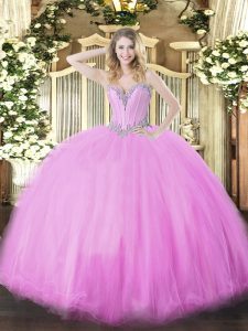 Great Ball Gowns Sweet 16 Dress Lilac Sweetheart Tulle Sleeveless Floor Length Lace Up