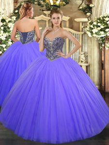 Great Lavender Sleeveless Tulle Lace Up Quinceanera Gown for Military Ball and Sweet 16 and Quinceanera