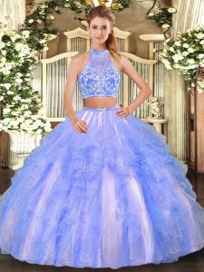 Traditional Tulle Sleeveless Floor Length 15 Quinceanera Dress and Beading and Ruffled Layers
