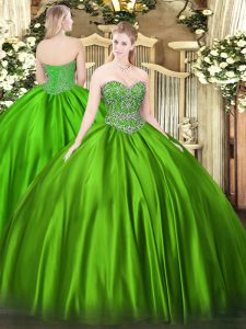 Fashionable Satin Sleeveless Floor Length Quinceanera Dress and Beading