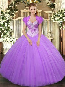 Sexy Lavender Sleeveless Tulle Lace Up Vestidos de Quinceanera for Military Ball and Sweet 16 and Quinceanera