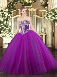 Sexy Tulle Sleeveless Floor Length Quinceanera Gown and Beading