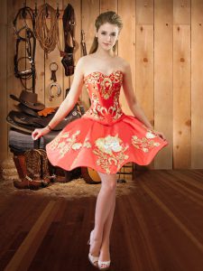 Admirable Sleeveless Lace Up Mini Length Embroidery Prom Dress
