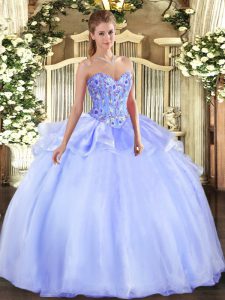 New Arrival Ball Gowns Quinceanera Dress Lavender Sweetheart Organza Sleeveless Floor Length Lace Up