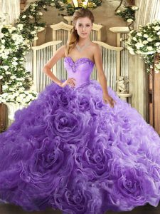 Sweetheart Sleeveless Lace Up Sweet 16 Quinceanera Dress Lavender Fabric With Rolling Flowers