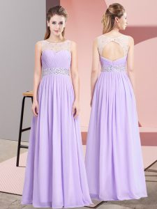 Classical Beading Evening Dress Lavender Lace Up Sleeveless Floor Length