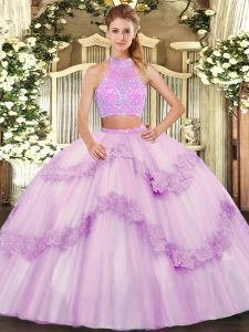 Smart Sleeveless Beading and Appliques and Ruffles Criss Cross Quince Ball Gowns