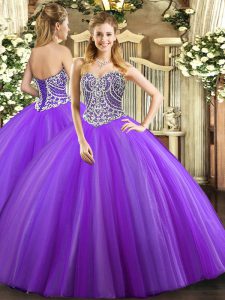 On Sale Sleeveless Lace Up Floor Length Beading Sweet 16 Dresses