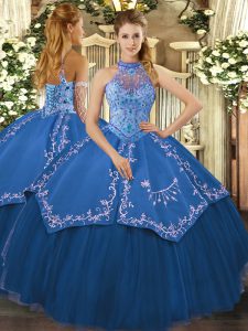 Fitting Teal Sleeveless Floor Length Beading and Embroidery Lace Up Vestidos de Quinceanera