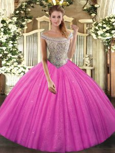 Tulle Sleeveless Quinceanera Gown and Beading