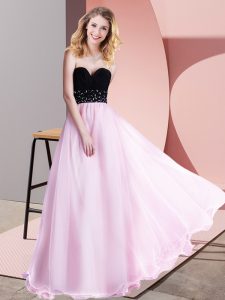 Amazing Floor Length Lace Up Homecoming Dress Lilac for Prom and Party with Beading