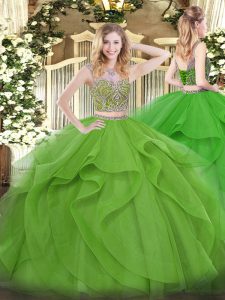 Gorgeous Sleeveless Tulle Lace Up Quinceanera Dress for Military Ball and Sweet 16 and Quinceanera