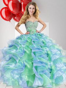 Amazing Multi-color Quinceanera Dresses Military Ball and Sweet 16 and Quinceanera with Beading and Ruffles and Bowknot 