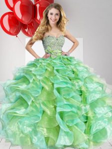 Multi-color Quinceanera Dress Military Ball and Sweet 16 and Quinceanera with Beading and Ruffles and Bowknot Sweetheart