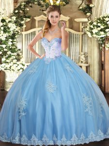 Enchanting Sleeveless Beading and Appliques Lace Up 15th Birthday Dress