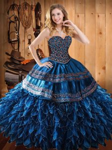 Low Price Teal 15 Quinceanera Dress Military Ball and Sweet 16 and Quinceanera with Beading and Embroidery and Ruffles S