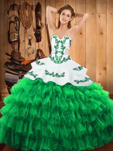 Captivating Embroidery and Ruffled Layers Sweet 16 Dresses Multi-color Lace Up Sleeveless Floor Length