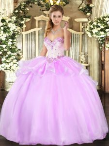 Super Lilac Sweetheart Lace Up Beading Sweet 16 Dresses Sleeveless