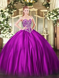 Amazing Floor Length Ball Gowns Sleeveless Fuchsia 15 Quinceanera Dress Lace Up