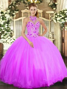 Hot Selling Lilac Sleeveless Beading and Embroidery Floor Length Vestidos de Quinceanera