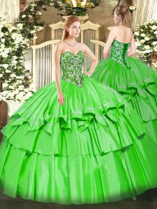 Stylish Sleeveless Organza and Taffeta Lace Up Sweet 16 Dress for Military Ball and Sweet 16 and Quinceanera