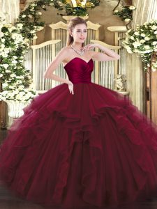 Romantic Tulle Sleeveless Floor Length 15th Birthday Dress and Ruffles