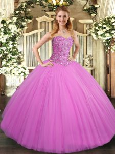 Noble Sleeveless Lace Up Floor Length Beading 15 Quinceanera Dress