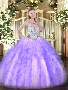 Extravagant Floor Length Ball Gowns Sleeveless Lavender Vestidos de Quinceanera Zipper