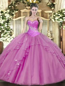 Sleeveless Lace Up Floor Length Beading Ball Gown Prom Dress