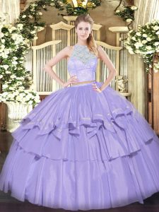 Sleeveless Lace and Ruffled Layers Zipper Quinceanera Dresses