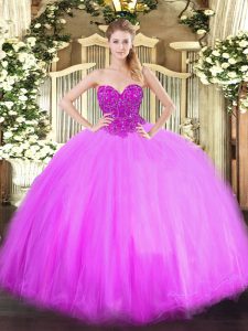 Fashionable Tulle Sleeveless Floor Length Quinceanera Dress and Beading