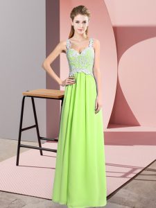 Yellow Green Sleeveless Chiffon Zipper Prom Party Dress for Prom and Party