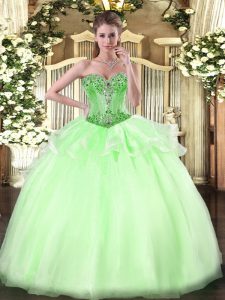 Hot Selling Sleeveless Lace Up Floor Length Beading 15 Quinceanera Dress