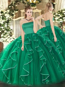 Ruffles Vestidos de Quinceanera Dark Green Zipper Sleeveless Floor Length