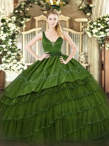 Fine Floor Length Ball Gowns Sleeveless Dark Green Sweet 16 Dress Zipper