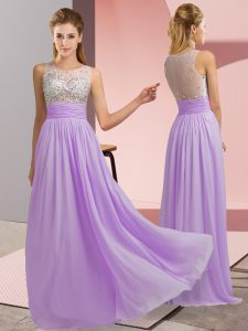 Lavender Scoop Side Zipper Beading Evening Dress Sleeveless