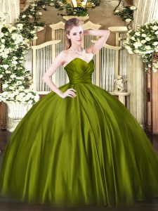 Olive Green Sweetheart Zipper Ruching Sweet 16 Quinceanera Dress Sleeveless