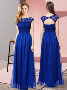 High Quality Tulle Scoop Sleeveless Zipper Lace in Royal Blue