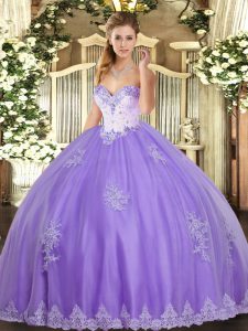 Superior Lavender Sweetheart Lace Up Beading and Appliques 15 Quinceanera Dress Sleeveless