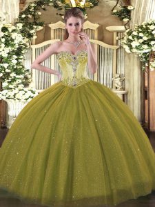 Pretty Floor Length Ball Gowns Sleeveless Olive Green Sweet 16 Dress Lace Up