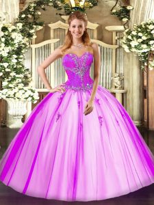Fancy Ball Gowns Sleeveless Fuchsia Sweet 16 Quinceanera Dress Lace Up