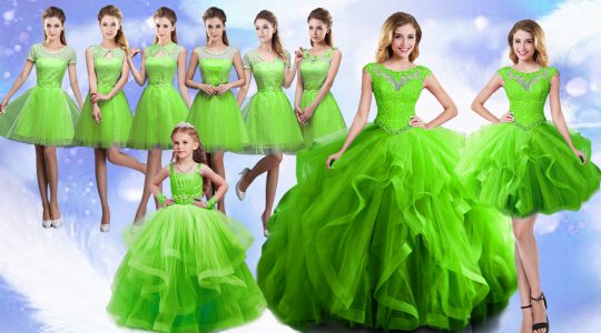 Most Popular Floor Length Lace Up Quinceanera Dress for Military Ball and Sweet 16 and Quinceanera with Beading and Ruff