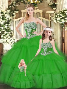 Gorgeous Floor Length Green Quinceanera Dress Strapless Sleeveless Lace Up