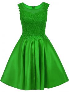 New Arrival Green A-line Lace Bridesmaid Dresses Zipper Satin Sleeveless Mini Length