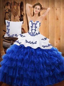 Beautiful Sleeveless Embroidery and Ruffled Layers Lace Up 15th Birthday Dress
