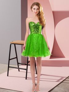 Eye-catching Sweetheart Sleeveless Zipper Prom Party Dress Green Tulle
