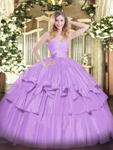Ball Gowns Sweet 16 Dresses Lavender Sweetheart Taffeta Sleeveless Floor Length Lace Up