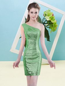 Inexpensive Sequins Casual Dresses Green Zipper Sleeveless Mini Length