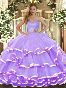 Most Popular Organza Sleeveless Floor Length Sweet 16 Dress and Ruffled Layers