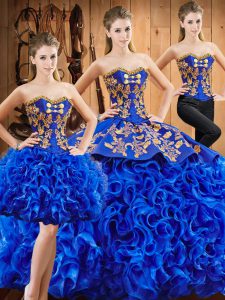 Cute Royal Blue 15 Quinceanera Dress Sweetheart Sleeveless Court Train Lace Up